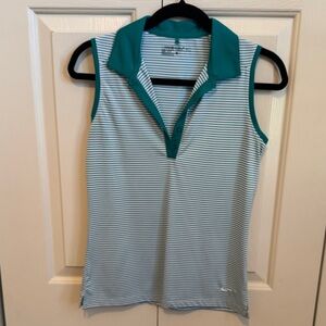 Nike Sleeveless Stripe Slim-Fit Polo Tank Top - Green/White